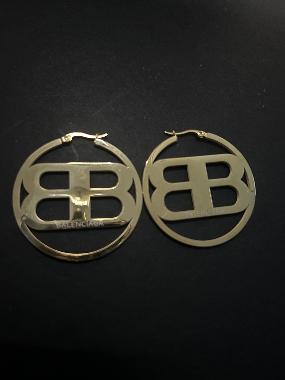 Gold toned Double-B Round Logo Hoop Earrings
